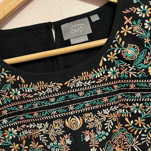 Anthropologie Berbera Boho Embroidered Beaded Crop Top Vanessa Virginia Small - Picture 3 of 10